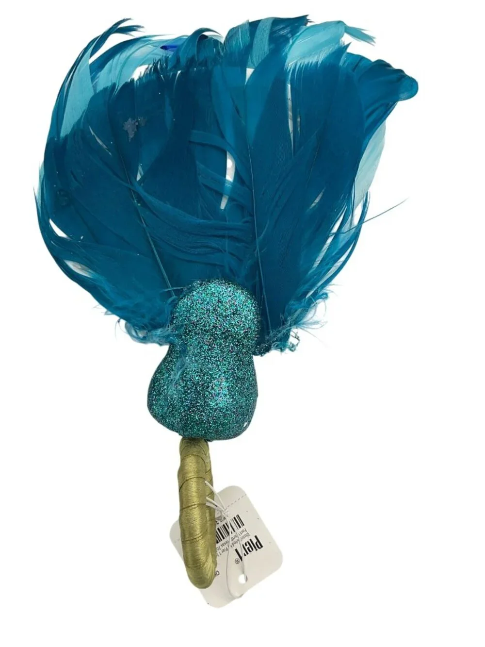 Pier 1 Teal Glitter Peacock Discontinued Napkin Rings Full Feathers Set of 4 NWT